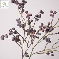 Hoogwaardige 73CM 18-delige kunstmatige plastic bosbes- en bordeauxrode bessen takplant voor bruiloft, kersttafel en huisdecoratie