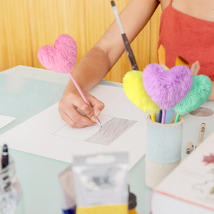 Coloré décoratif mode belle mignon coeur forme en peluche gonflé moelleux stylos à bille école fournitures de bureau utiliser cadeau - Product Image 5
