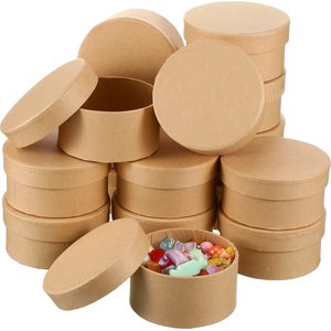 Boîte <span class=keywords><strong>cadeau</strong></span> ronde recyclée écologique personnalisée couvercle gaufré mat laminé UV papier kraft carton kraft - Product Image 1