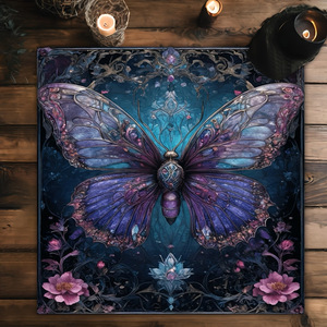 Nappe carrée en polyester à motif floral vintage, papillon et mite, pour table d'<span class=keywords><strong>oracle</strong></span>, noir, en promotion - Product Image 4