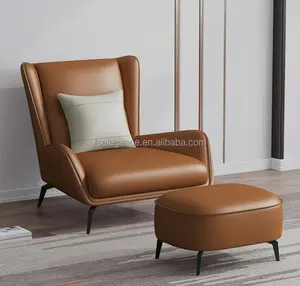 Holzrahmen Schnitt Ecksofa einzelne Leder Lounge Freizeit Royal Wohnzimmer Möbel Stühle für Wohnzimmer