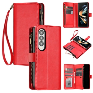 Étui en cuir à fente pour cartes multifonction à fermeture éclair pour <span class=keywords><strong>Samsung</strong></span> <span class=keywords><strong>Galaxy</strong></span> Z Fold <span class=keywords><strong>3</strong></span> 5G Z Fold 4 Wallet Phone Cover - Product Image 1