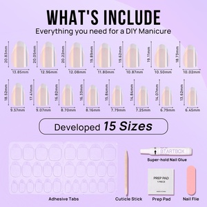 Faux ongles en gel souple à presser, réutilisables, couvrance totale, style français, personnalisables, vente en gros, luxe - Product Image 5