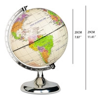 Globe terrestre politique MPR E33300 de 8 pouces, beige, rotation à 360°, carte bilingue espagnole, support métallique, décoration éducative pour la maison/le bureau