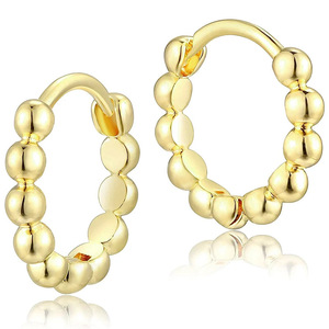 Orecchini a Cerchio Minimalisti con Perline per Donne, Semplici Orecchini Rotondi a Cerchio, Gioielli di Moda Quotidiana - Product Image 1