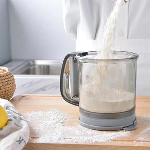 Tamis à farine semi-automatique transparent avec presse manuelle, filtre de cuisine, tamis à farine antiadhésif, outils de pâtisserie - Product Image 4