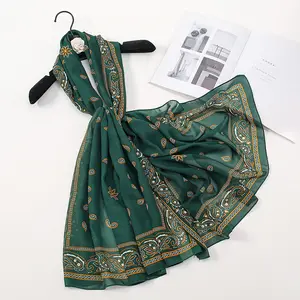 Turkish Kashmir Silk Scarves For Women Stylish Imitated Silk Long Scarf Designer Scarf Packaging Box