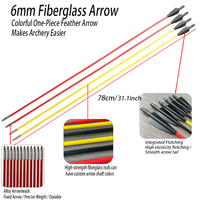 Flèches de chasse de haute qualité à pointe en acier de 6 mm, à plumes intégrées, en fibre de verre, adaptées aux arcs classiques et composites de 10 à 50 lb