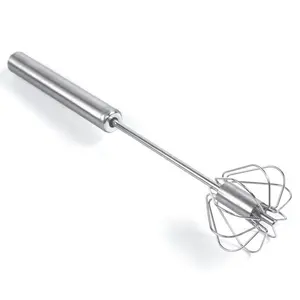 Semi-automatic Push Tyle Rotation Whisk Stainless Steel Egg Whisk