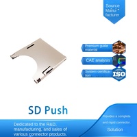 Connecteur femelle Zhiya Electronics SD Push-In pour fente de carte ; Conception auto-éjectable double-en-un ; Prise en charge de deux cartes ; Résistant aux hautes températures