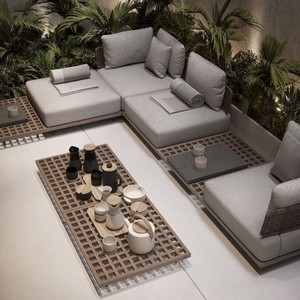 Haute qualité imperméable avec coussins <span class=keywords><strong>salon</strong></span> teck bois balcon <span class=keywords><strong>jardin</strong></span> patio hôtel sectionnel extérieur canapé - Product Image 4