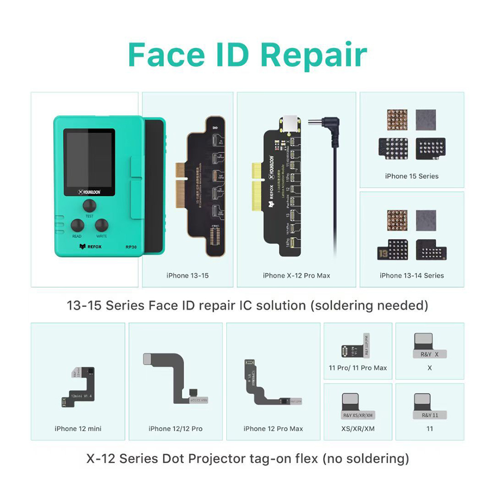 สำหรับชุดซ่อม Face ID รุ่น 12PM 13PMRP30 ไม่ต้องบัดกรี สำหรับ X-15 PM