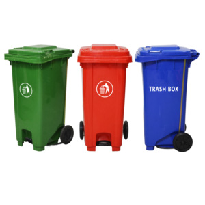<span class=keywords><strong>Bidone</strong></span> della Spazzatura Rettangolare da <span class=keywords><strong>120</strong></span> <span class=keywords><strong>Litri</strong></span> in HDPE con Pedale e Ruote, Contenitore per Rifiuti da Esterno con Coperchio Standard EN840 - Product Image 3