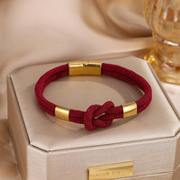 Bracelet en corde néon à nœuds concentriques, bijoux de couple avec fermoir magnétique en acier inoxydable pour la vente en gros
