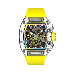 Restverkauf von 100 mechanischen Uhren Saphir hohles Design mechanische Uhr Saphir-Kristall-Markenuhr