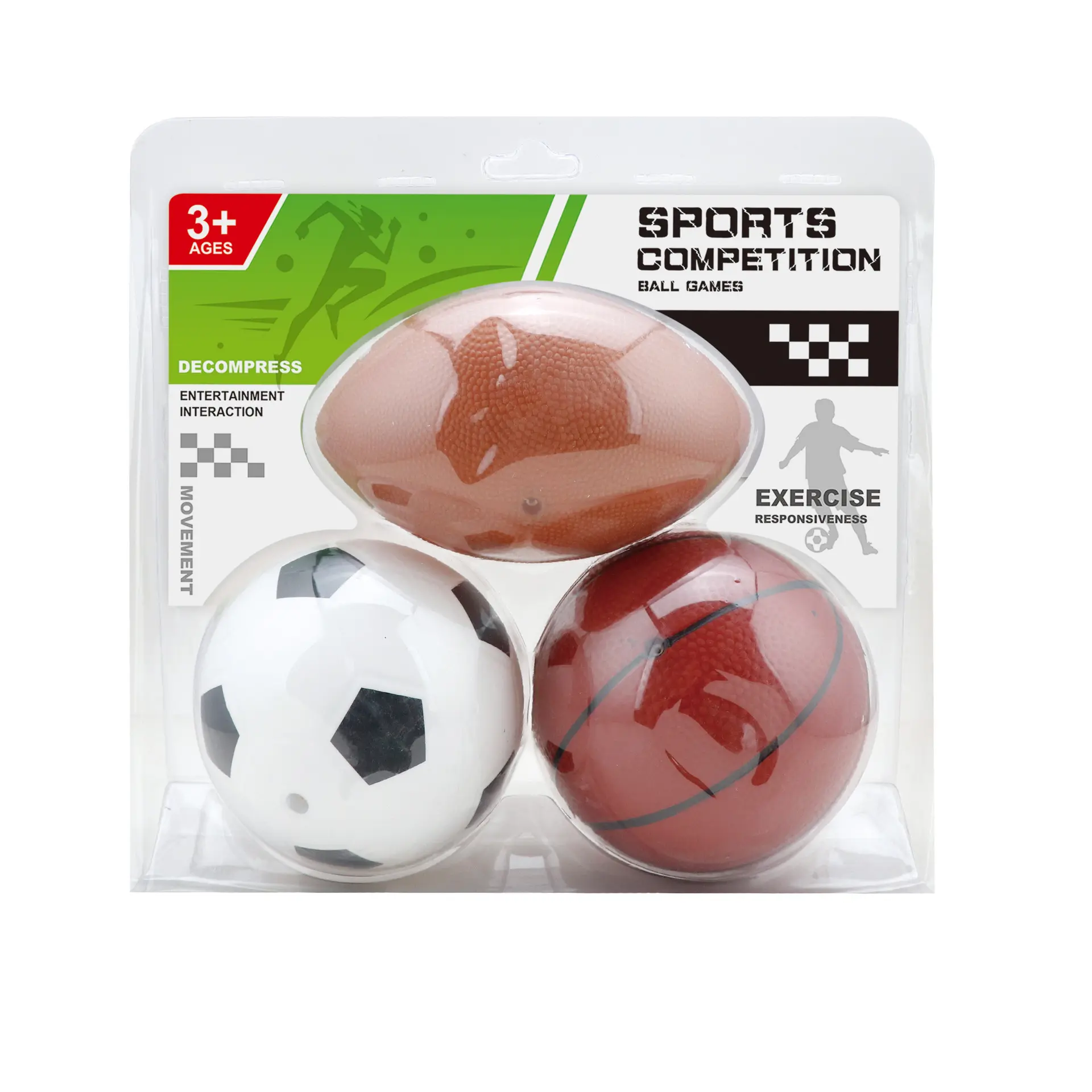 Blister balle jouet ensemble garçons filles Mini non gonflable trois balles ensemble enfants Mini ballon de basket Rugby Football jouet