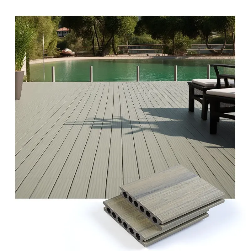 Decking esterno composito ecologico WPC antiscivolo resistente ai raggi UV per balconi e aree a bordo piscina