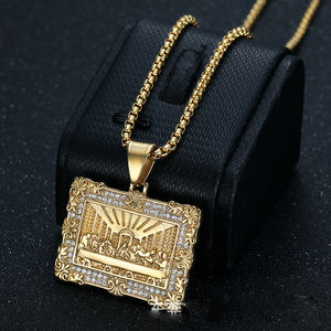 Collar con Dije de La Última Cena Estilo Hip Hop con Circonitas Cúbicas Incrustadas Joyería de Moda de Acero Inoxidable 316 para Hombre y Mujer Venta al por Mayor 2025 - Product Image 2