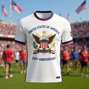 USA Soccer Fan Jersey <b>White</b> 250th Anniversary Edition Adult Comfortable <b>Football</b> Shirt - Product Image 3