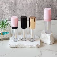Tubes de brillant à lèvres en plastique rose 12 ml avec bouchon à vis, grand pinceau, applicateur de brillant à lèvres vide, or rose, argent