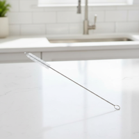 Paille à boire en acier inoxydable avec brosse de nettoyage, jetable et réutilisable, échantillon gratuit disponible, accessoires pour ustensiles de boisson