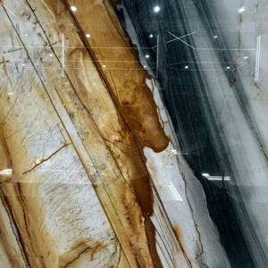 Carrelage en dalle de qualité supérieure, aspect marbre doré véritable italien moderne, écologique, imperméable, poli, pour la décoration des murs et sols du salon, 2025 - Product Image 6