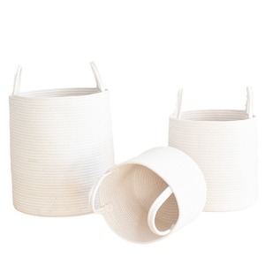 Clothing Organizer Round Cotton <b>Storage</b> <b>Basket</b> With Handles Portable Laundry <b>Basket</b> <b>For</b> Clothes Toys <b>Storage</b> - Product Image 5