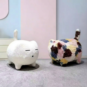 Puf Otomano con Forma de Gato, de Felpa Suave, Moderno, para Sala de Estar, Estilo Contemporáneo, Mueble para el Hogar - Product Image 1