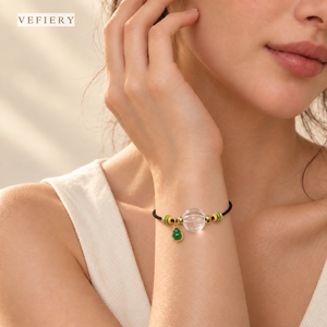 Pulsera Elástica de Cuentas Redondas de Cuarzo Transparente Natural con Detalles de Jade y Tono Dorado para Mujer, Joyería al por Mayor - Product Image 2