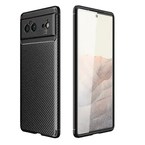 Chất Lượng Cao Chống Vân Tay Chống Sốc Bằng Sợi Carbon Kết Cấu Vỏ Điện Thoại Cho Google Pixel 6 Pro