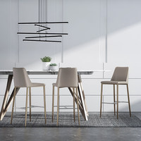 Tabouret de bar moderne minimaliste de style américain, chaise haute de 55 cm avec structure en acier, pour bar à domicile ou comptoir d'accueil HD-702