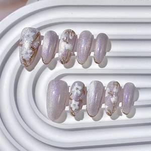 Ongles à presser 100% faits à la <span class=keywords><strong>main</strong></span>, de haute qualité, prix de gros, forme amande et cercueil, très demandés, pour nail art, 10 pièces - Product Image 3