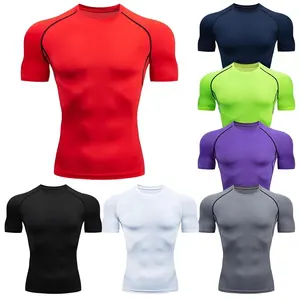 Men's Running Compression Shirts Quick Dry Soccer Jersey Fitness Tight Sportswear Gym Sport Short Sleeve Shirt Breathable tops