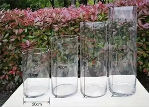 Wholesale Factory Cheap Tall Cylinder Nordic Wedding Clear Home Decor Simple Design Flower Glass Vase