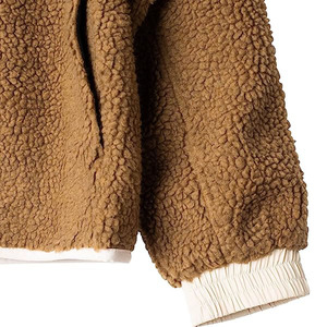 Design personnalisé couleur unie Sherpa polaire respirant veste écologique pour adultes col montant fermeture éclair lâche automne saison Plus - Product Image 4
