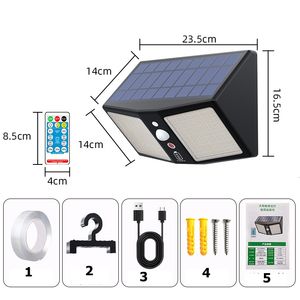Lampu Surya 2000LM 360LED yang Ditingkatkan, 6 Model Sensor Gerak IP65 Tahan Air, Lampu Dinding untuk Halaman Luar Ruangan + Kabel USB + Pengait - Product Image 4