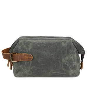 Custom Vintage in tela di cotone impermeabile da viaggio trucco trucco cosmetico sacchetti di tela cerato <span class=keywords><strong>borsa</strong></span> <span class=keywords><strong>per</strong></span> gli uomini - Product Image 2