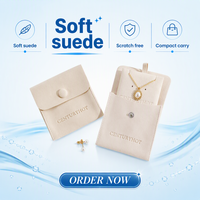 Pochette d'emballage pour bijoux en microfibre de luxe avec insert, impression de logo personnalisé 8*8cm