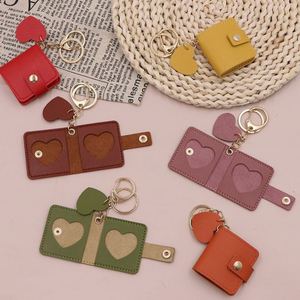 PU Leather Embossed Cute Minimalist Photo <b>Keychain</b> Small Mini Couple <b>Anime</b> Celebrity Copper Storage Pendant - Product Image 4