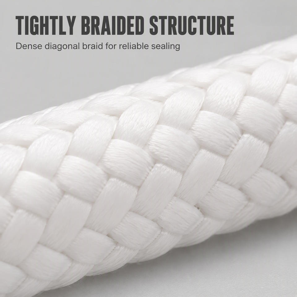 Pumping Flange Rig White PTFE Gland Packing Braided Square Rope for Centrifugal Pumps ...