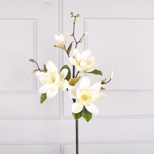 Fleur de Magnolia Artificielle QIHAO en Plastique PU Haute Simulation Blanc Rose Jaune Décoration Mariage Maison - Product Image 4