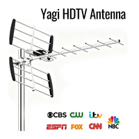 Antenne TV numérique Yagi extérieure 1080P avec câble de 10 m, antenne HDTV longue portée 15dBi pour chaînes locales gratuites DVB-T2