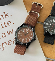 Montre à quartz pour homme avec logo personnalisé, décontractée, multifonctionnelle, lumineuse, pour l'extérieur, avec cadran à aiguilles, bracelet en tissu, montres pour homme