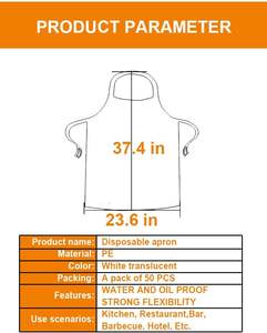 Delantales desechables Huamaohengchun (paquete de 50), delantal de plástico para pintar, cocinar, tareas domésticas, picnic, etc. - Product Image 6