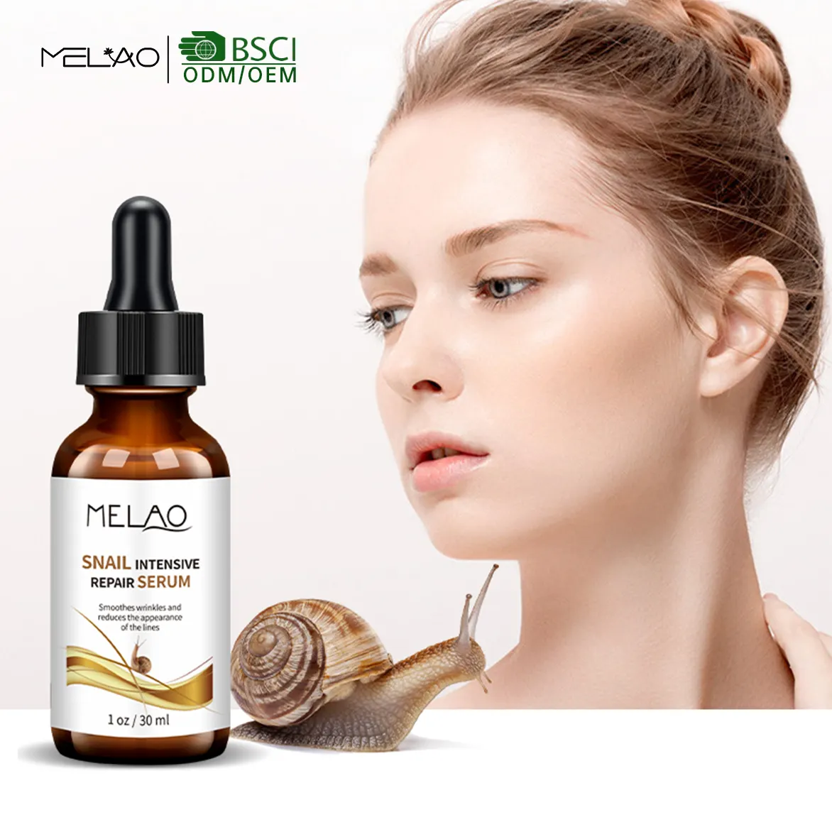 MELAO Snail White Serum Wrinkle Anti Aging Collagen Whitening Skin Repair Facial Care Acne Treatment Liquid Essence Face Cream