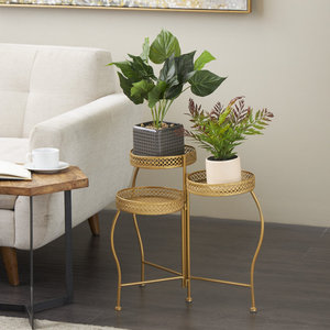Supports de jardinières créatifs en fer doré classique, design floral, revêtement poudré, logo personnalisé J N Crafts, pour extérieur, <span class=keywords><strong>balcon</strong></span>, intérieur, maison - Product Image 2