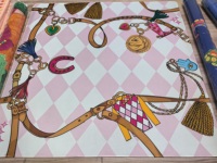 Tapis de jeu de mahjong vintage de 31,5 pouces avec motif de chaîne équestre et bordure à carreaux losanges, tapis décoratif pour jeux de table en intérieur