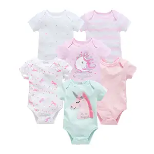 女の赤ちゃんの服ピース/ロットnouveauxコットン半袖ガールボディスーツ0-12ヶ月新生児男の子服幼児