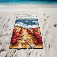 Serviette de plage Langouste personnalisée en microfibre suédée ultra douce, absorbante et à séchage rapide, idéale pour la piscine et le tourisme