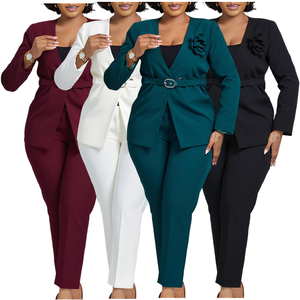 D3343 abiti <span class=keywords><strong>da</strong></span> donna alla moda <span class=keywords><strong>da</strong></span> <span class=keywords><strong>ufficio</strong></span> abiti autunnali <span class=keywords><strong>da</strong></span> donna a manica lunga Top + pantaloni Set di Blazer in due pezzi abbigliamento donna - Product Image 1
